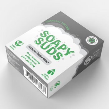 ecoLiving Soapy Suds Soap - Charcoal Tea Tree Face Bar - 100g