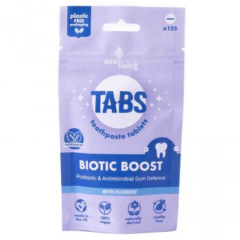 ecoLiving TABS Toothpaste Tablets - Biotic Boost with Fluoride - 125 pack