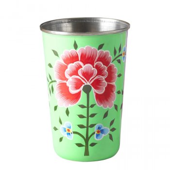 Chrysanthemum Hand Painted Large Tumbler - Green