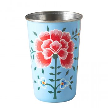 Chrysanthemum Hand Painted Large Tumbler - Blue