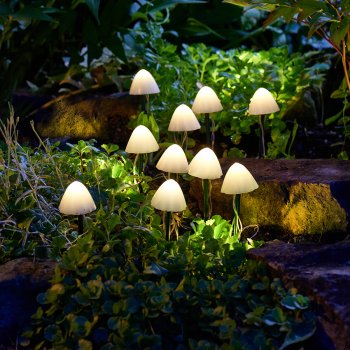 Solar Powered LumiShroom Stake Lights - Set of 10