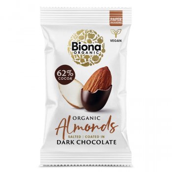 Biona Organic Dark Chocolate Roasted Almonds - 30g