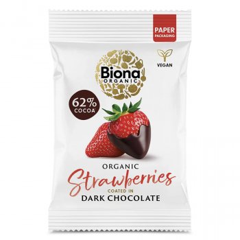 Biona Organic Dark Chocolate Coated Strawberries - 45g