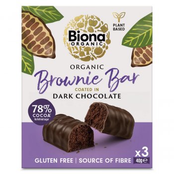 Biona Organic Dark Chocolate Brownie Bar - 3 x 40g