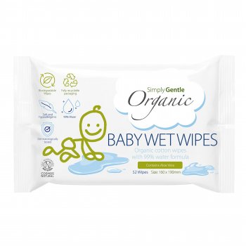 Simply Gentle Organic Baby Wet Wipes - 52 Wipes