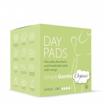 Simply Gentle Organic Cotton Day Time Pads - 10 Pads