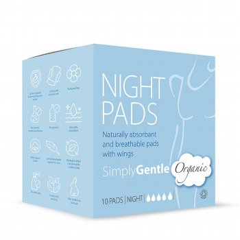 Simply Gentle Organic Night Time Pads - 10 Pads