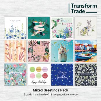 Transform Trade Charity Greeting Cards - Mixed 1 - Pack of 12