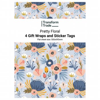 Transform Trade Gift Wrap - Pretty Floral - Pack of 4