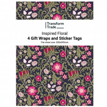 Transform Trade Gift Wrap - Inspired Florals - Pack of 4