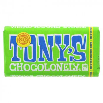 Tony's Chocolonely Dark Chocolate with Almonds and Sea Salt - 90g