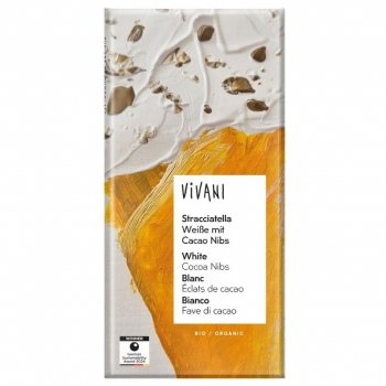 Vivani Organic Stracciatella White Chocolate with Cacao Nibs - 80g