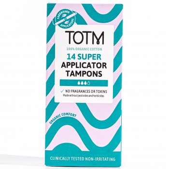 TOTM Organic Cotton Super Cardboard Applicator Tampons - Pack of 14
