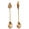 Antique Brass Leaf Spoons -  Set of 2