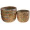 Grass & Recycled Sari Round Baskets - Set of 2