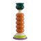 Ian Snow Orange & Green Wooden Painted Candle Stick Holder
