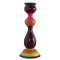 Ian Snow Chocolate & Orange Wooden Painted Candle Stick Holder