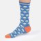 Thought Floral Tile Organic Cotton Crew Socks - French Blue - UK4-7