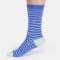 Thought Wavy Sea Stripe Organic Cotton Crew Socks - Cobalt Blue - UK7-11