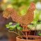 Rusted Finish Cockerel Garden Stake
