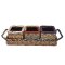 Munja & Reclaimed Sari Fabric Plant Pots with Tray - Set of 3