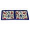 Floral Colourful Hand Painted Ceramic Rectangle Divided Dish - Navy