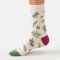 Thought Evergreen Berry Sprig Bamboo Crew Socks - White - UK 4-7