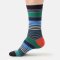 Thought Strata Stripe Organic Cotton Crew Socks - Black - UK 7-12