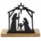 Metal Nativity Tealight Holder with Wooden Base - Small