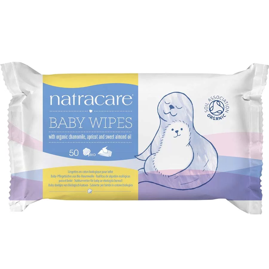Natracare Organic Cotton Baby Wipes 50 Per Pack 