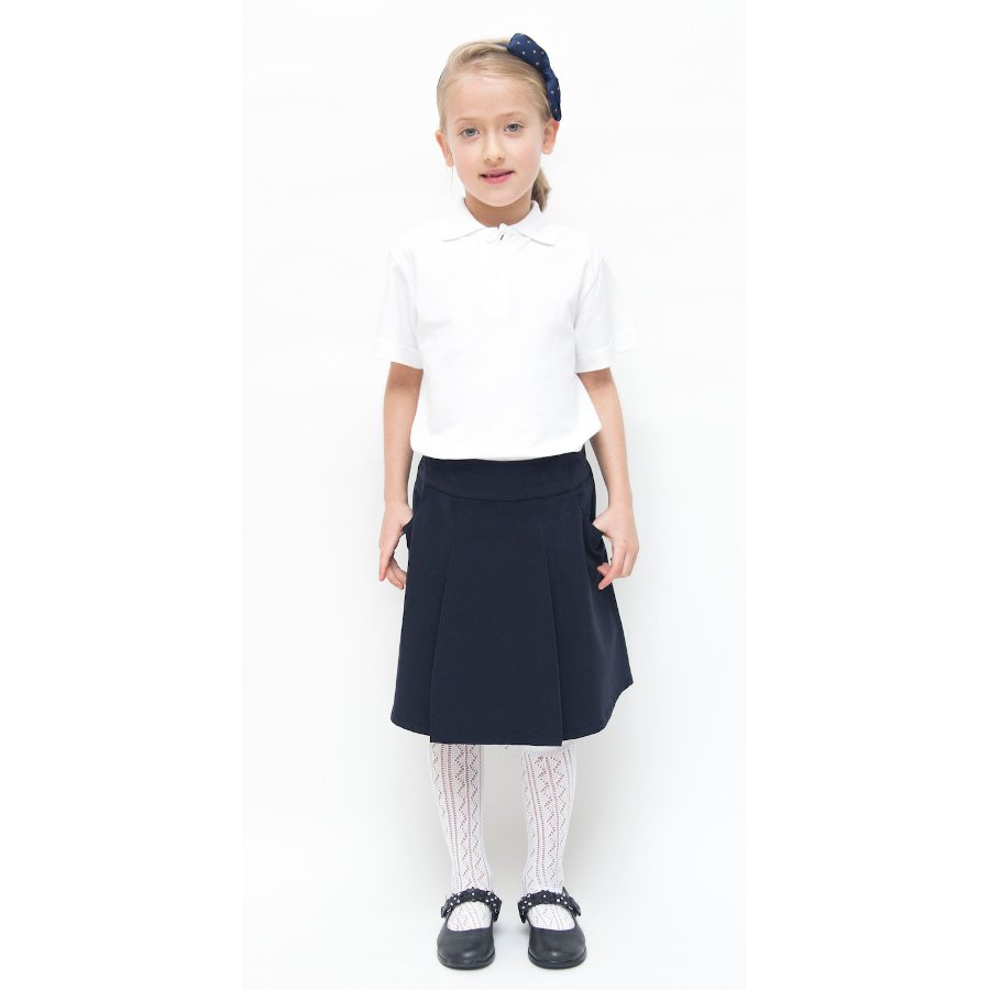 Organic Cotton Drop Waist Pleated School Skirt - Navy - 7yrs Plus ...
