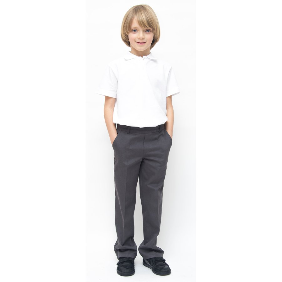 Boys Classic Fit Organic Cotton School Trousers - Grey - 3yrs Plus ...
