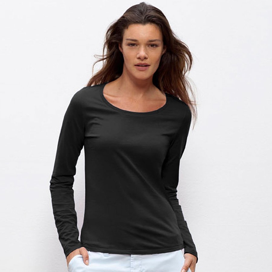Womens Organic Cotton Scoop Neck Long Sleeve T-shirt - Natural Collection Select