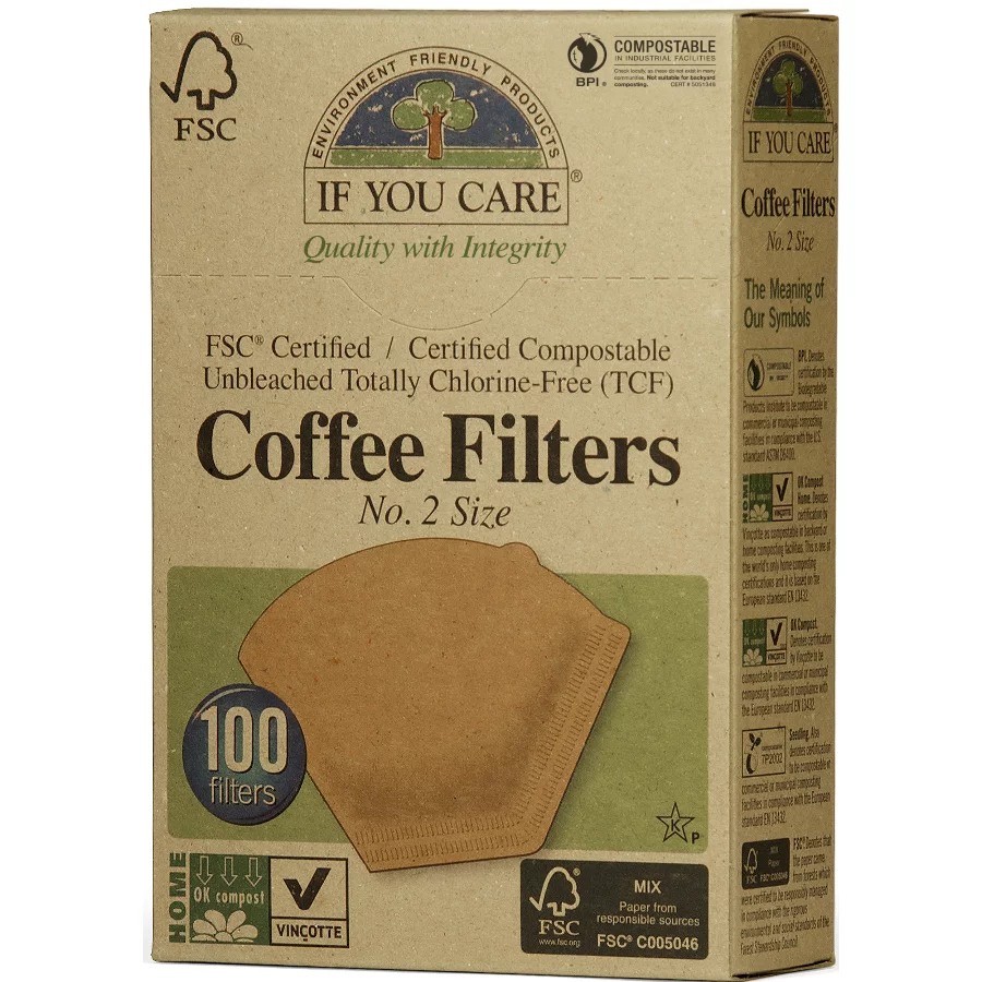 Filtri Per Caffè If You Care #2 - Confezione Da 100, Biodegradabili, Senza Sbiancanti, Per Caffettiere Standard