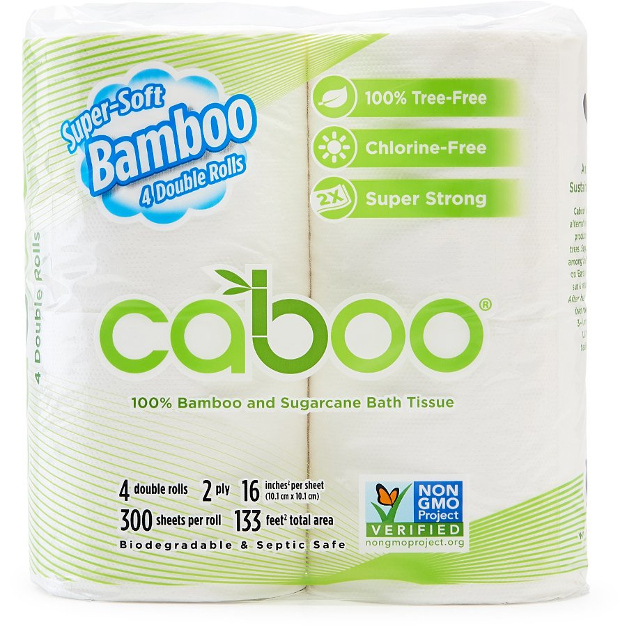 Caboo Bamboo & Sugarcane 2ply Toilet Roll - Pack of 4 - Caboo