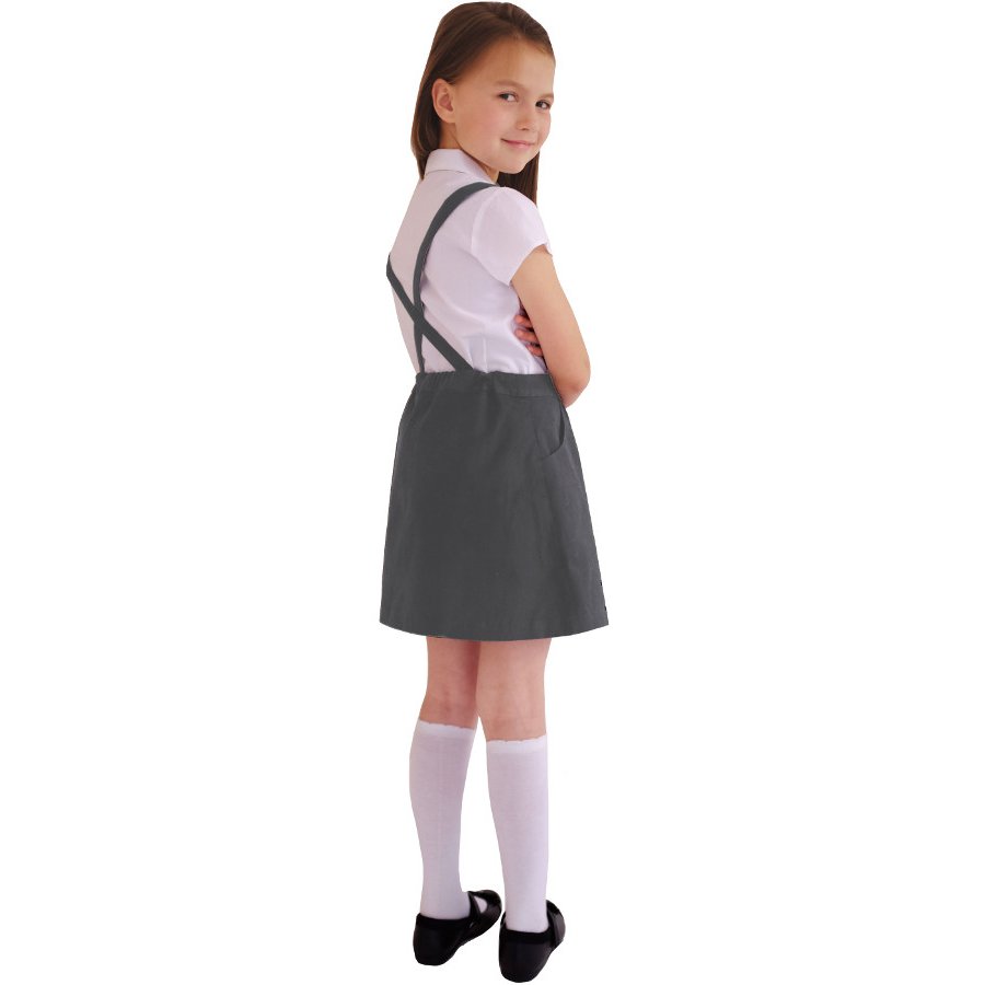 Organic Cotton School Skirt with Braces - Grey - 9yrs Plus - Ecooutfitters