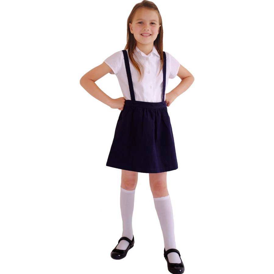 Organic Cotton School Skirt with Braces - Navy - 6yrs Plus - Ecooutfitters
