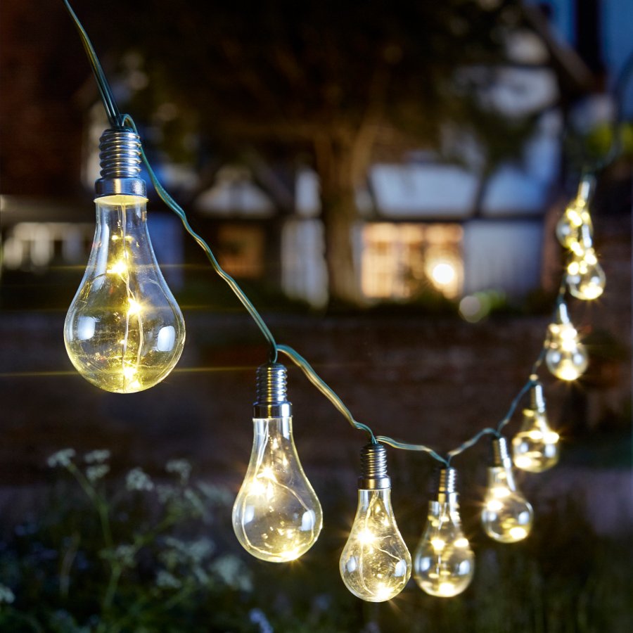 Solar Powered Eureka Lightbulb String Light - 10 - Smart Garden