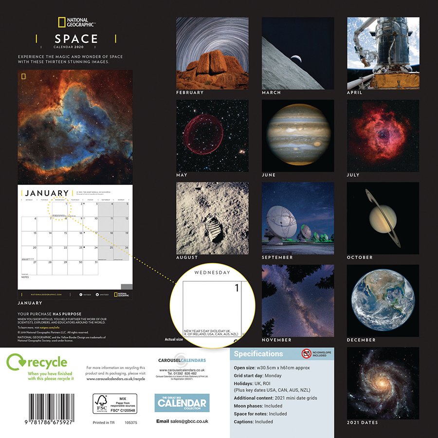 National Geographic 'Space' 2020 Wall Calendar National Geographic