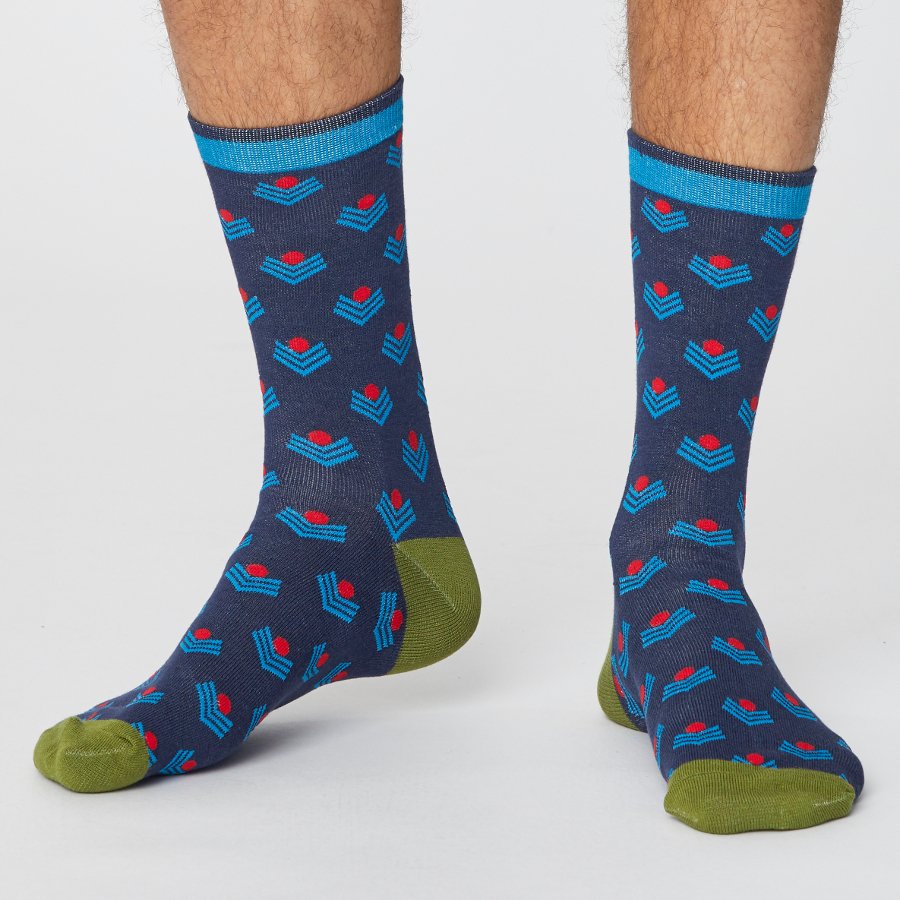 Thought Mens Chevron Spot Bamboo Socks - Navy - Thought