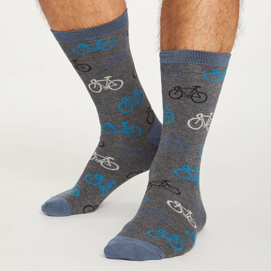 Thought Men's Navy Bike Rider Bamboo Socks Gift Box - Thought