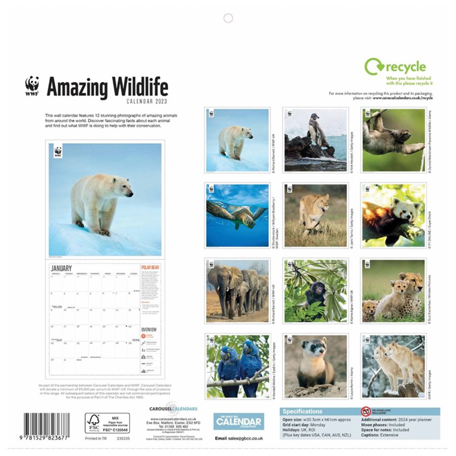 WWF Amazing Wildlife 2023 Wall Calendar WWF