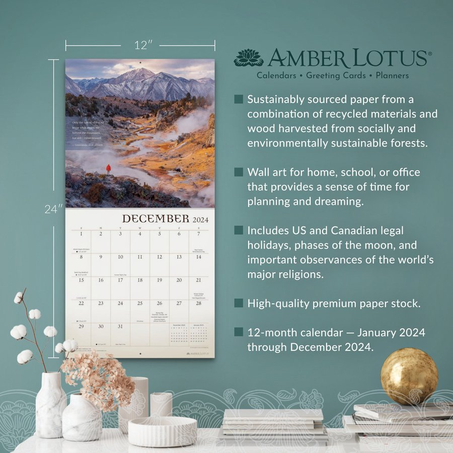 Wanderlust 2025 Wall Calendar Amber Lotus