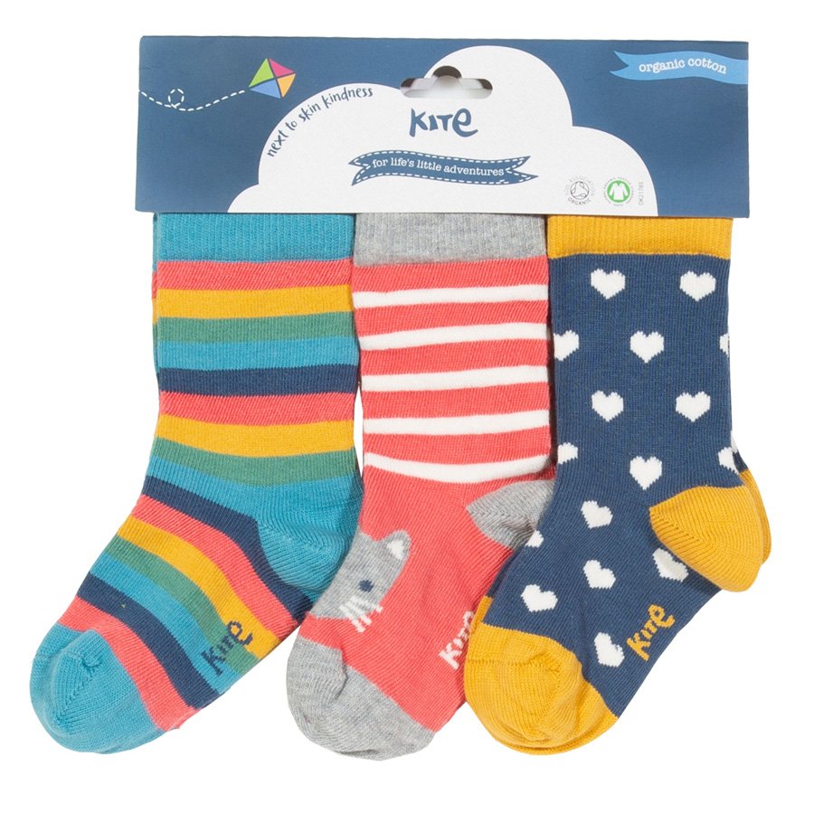 Kite Kitty Cat Socks - 3 Pairs - Kite Clothing