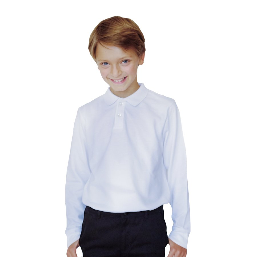 Organic Cotton Long Sleeve Polo Shirt - 5yrs Plus - Ecooutfitters
