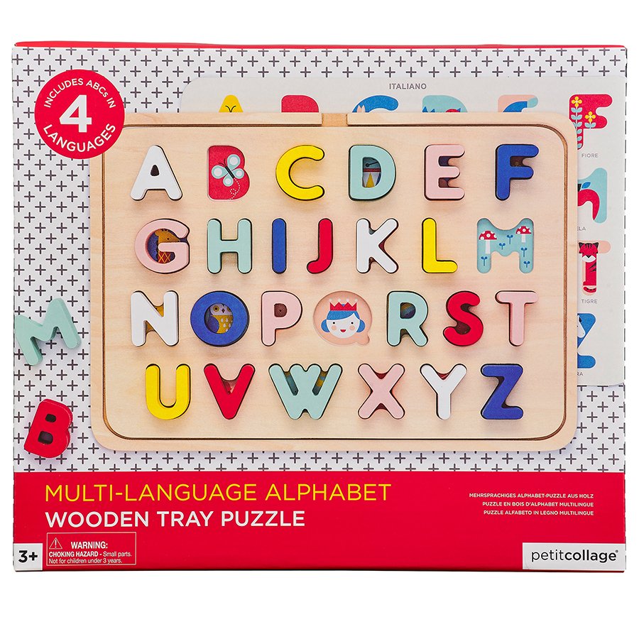 Petit Collage Multi-Language Alphabet Wooden Tray Puzzle ...