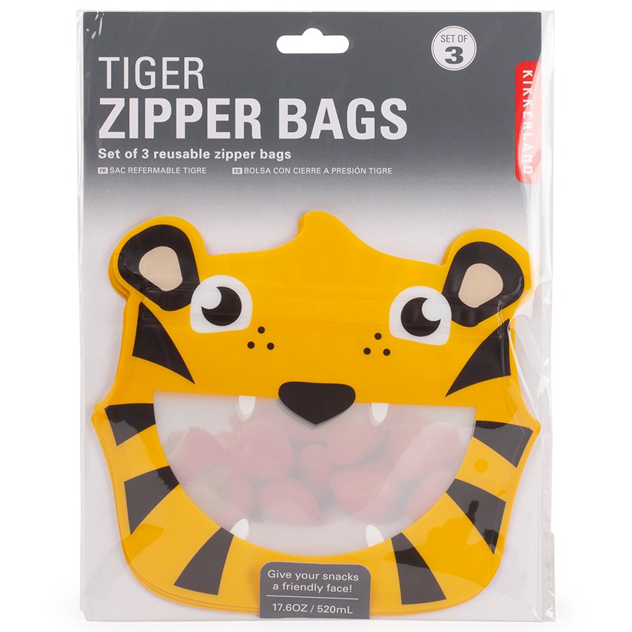 Kikkerland Wiederverwendbare Zip-Bags – Transparent, 17x32 Cm, Auslaufsicher, Spülmaschinenfest, 2er-Set