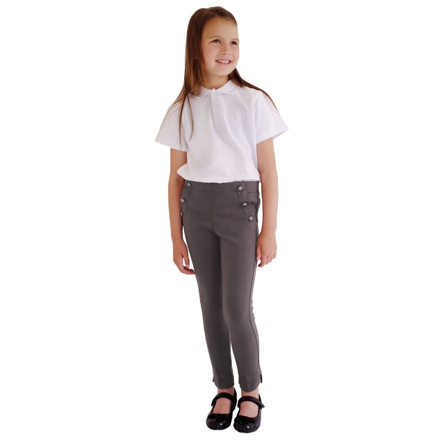 Girls Organic Cotton Jersey School Trousers - Grey - 7yrs Plus ...
